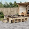 Matgrupp för trädgården m. dynor 15 delar mixbeige konstrotting vidaXL – miniatyr 1