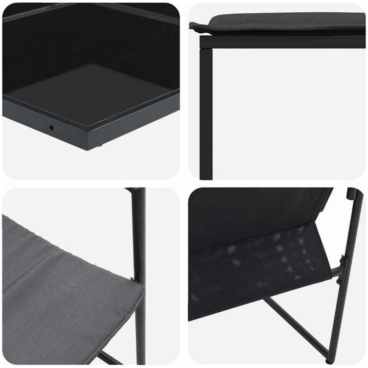 Matgrupp för trädgården med dynor 10 delar stål och textilen vidaXL Medium – bild 8