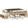 Matgrupp för trädgården med dynor 11 delar beige konstrotting vidaXL – miniatyr 2