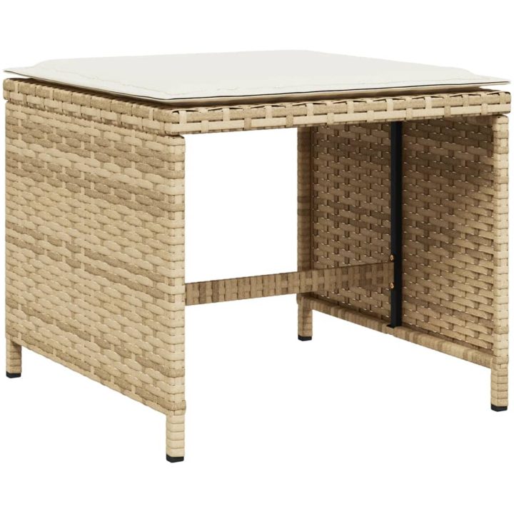 Matgrupp för trädgården med dynor 11 delar beige konstrotting vidaXL – bild 3