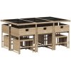Matgrupp för trädgården med dynor 11 delar beige konstrotting vidaXL – miniatyr 5
