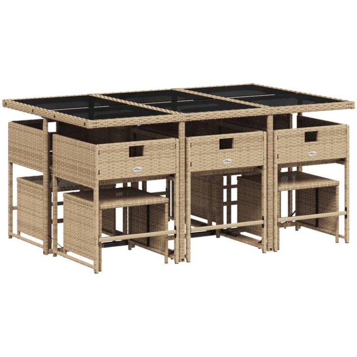 Matgrupp för trädgården med dynor 11 delar beige konstrotting vidaXL – bild 5