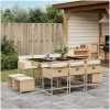 Matgrupp för trädgården med dynor 11 delar beige konstrotting vidaXL – miniatyr 1