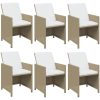 Matgrupp för trädgården med dynor 11 delar konstrotting beige vidaXL 163 cm bordslängd – miniatyr 4