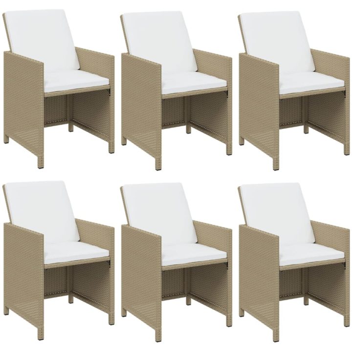 Matgrupp för trädgården med dynor 11 delar konstrotting beige vidaXL 163 cm bordslängd – bild 4