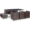 Matgrupp för trädgården med dynor 11 delar konstrotting brun vidaXL – miniatyr 3