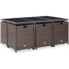 Matgrupp för trädgården med dynor 11 delar konstrotting brun vidaXL – miniatyr 4
