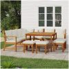 Matgrupp för trädgården med dynor 11 delar massivt akacia vidaXL – miniatyr 1