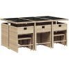 Matgrupp för trädgården med dynor 11delar mixbeige konstrotting vidaXL – miniatyr 3