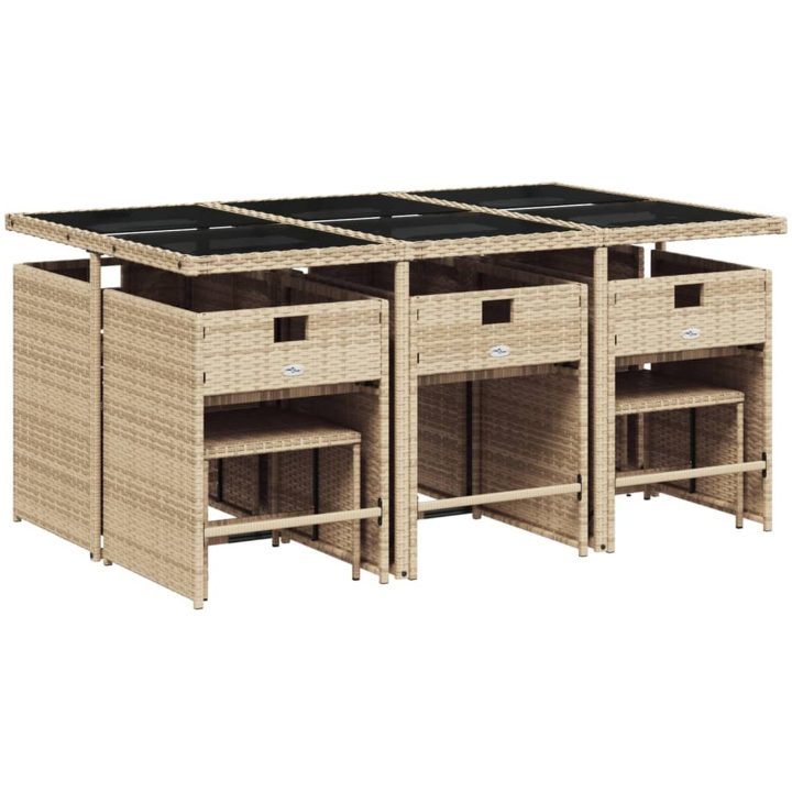 Matgrupp för trädgården med dynor 11delar mixbeige konstrotting vidaXL – bild 3
