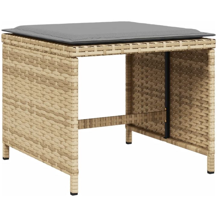 Matgrupp för trädgården med dynor 11delar mixbeige konstrotting vidaXL – bild 6