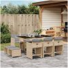 Matgrupp för trädgården med dynor 11delar mixbeige konstrotting vidaXL – miniatyr 1