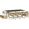 Matgrupp för trädgården med dynor 13 delar beige konstrotting vidaXL – miniatyr 2