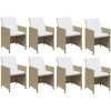 Matgrupp för trädgården med dynor 13 delar konstrotting beige vidaXL 219 cm bordslängd – miniatyr 4
