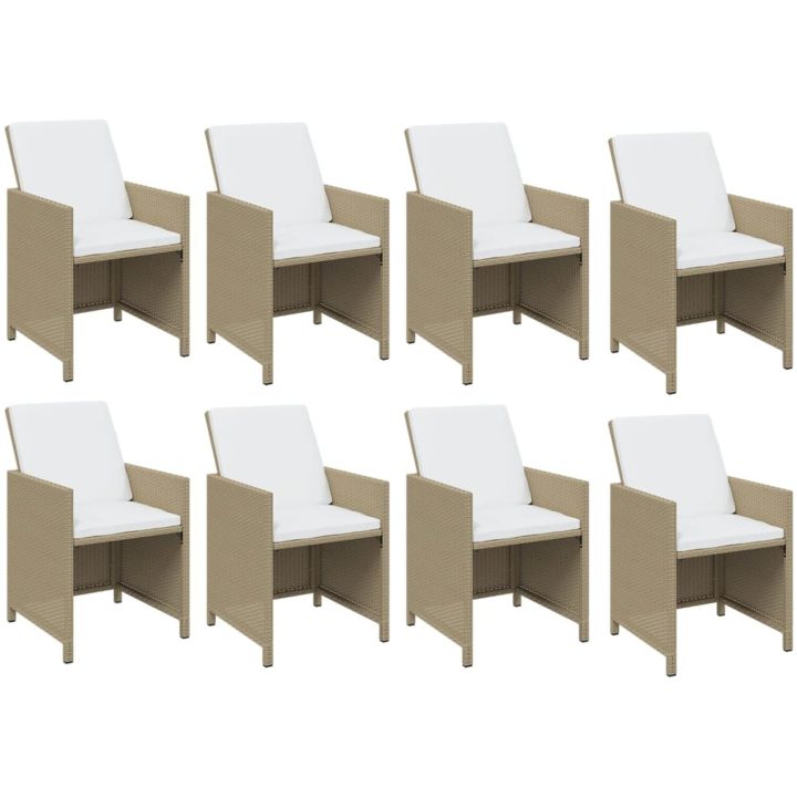 Matgrupp för trädgården med dynor 13 delar konstrotting beige vidaXL 219 cm bordslängd – bild 4