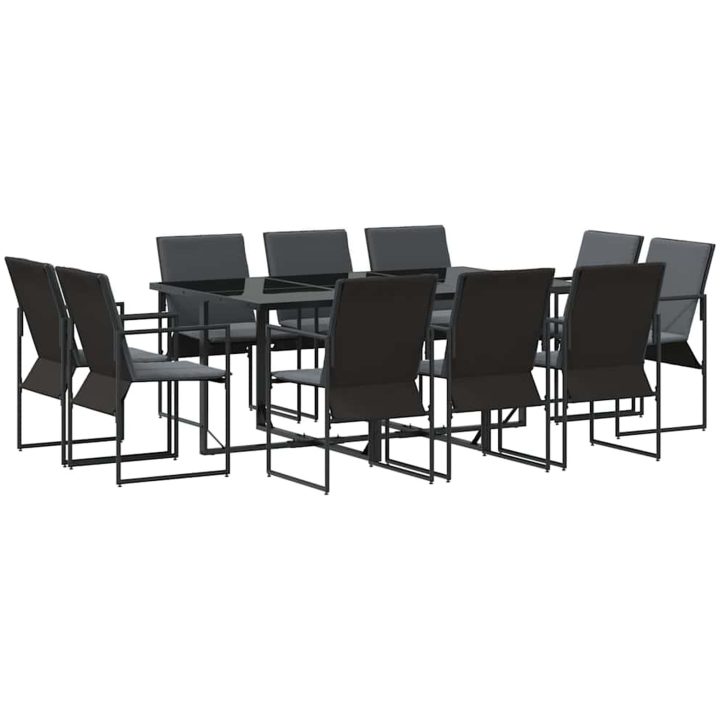 Matgrupp för trädgården med dynor 13 delar stål och textilen vidaXL Bord, 330x107x72 cm, stol, 50.5x59x81.5 cm – bild 2