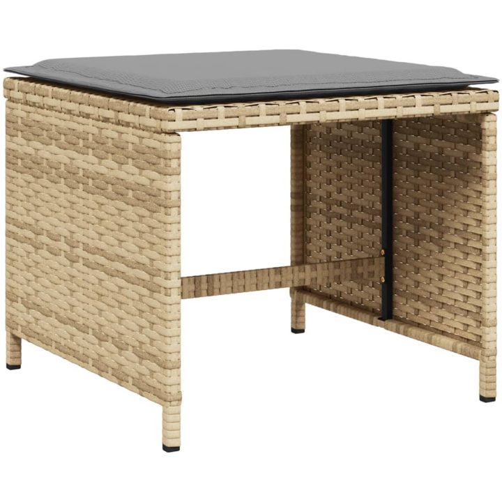 Matgrupp för trädgården med dynor 13delar mixbeige konstrotting vidaXL – bild 4