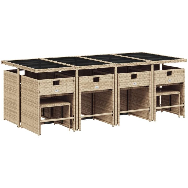 Matgrupp för trädgården med dynor 13delar mixbeige konstrotting vidaXL – bild 5