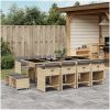 Matgrupp för trädgården med dynor 13delar mixbeige konstrotting vidaXL – miniatyr 1