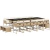 Matgrupp för trädgården med dynor 15 delar beige konstrotting vidaXL – miniatyr 2