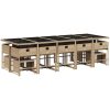 Matgrupp för trädgården med dynor 15 delar beige konstrotting vidaXL – miniatyr 5
