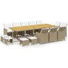 Matgrupp för trädgården med dynor 15 delar konstrotting beige vidaXL – miniatyr 2