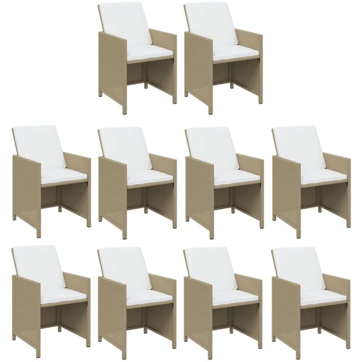 Matgrupp för trädgården med dynor 15 delar konstrotting beige vidaXL – bild 4