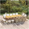 Matgrupp för trädgården med dynor 15 delar konstrotting beige vidaXL – miniatyr 1