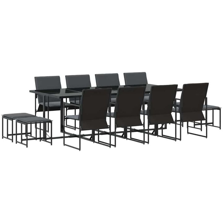 Matgrupp för trädgården med dynor 16 delar stål och textilen vidaXL 440 x 107 x 72 cm – bild 2