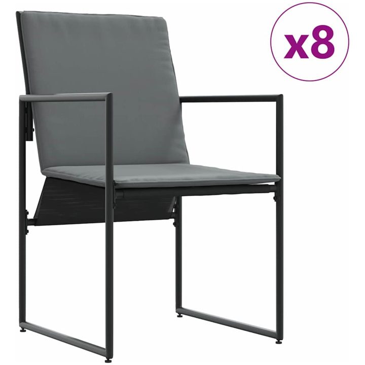 Matgrupp för trädgården med dynor 16 delar stål och textilen vidaXL 440 x 107 x 72 cm – bild 4