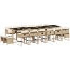 Matgrupp för trädgården med dynor 17 delar beige konstrotting vidaXL – miniatyr 2