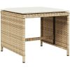 Matgrupp för trädgården med dynor 17 delar beige konstrotting vidaXL – miniatyr 3