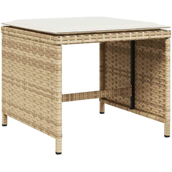 Matgrupp för trädgården med dynor 17 delar beige konstrotting vidaXL – bild 3