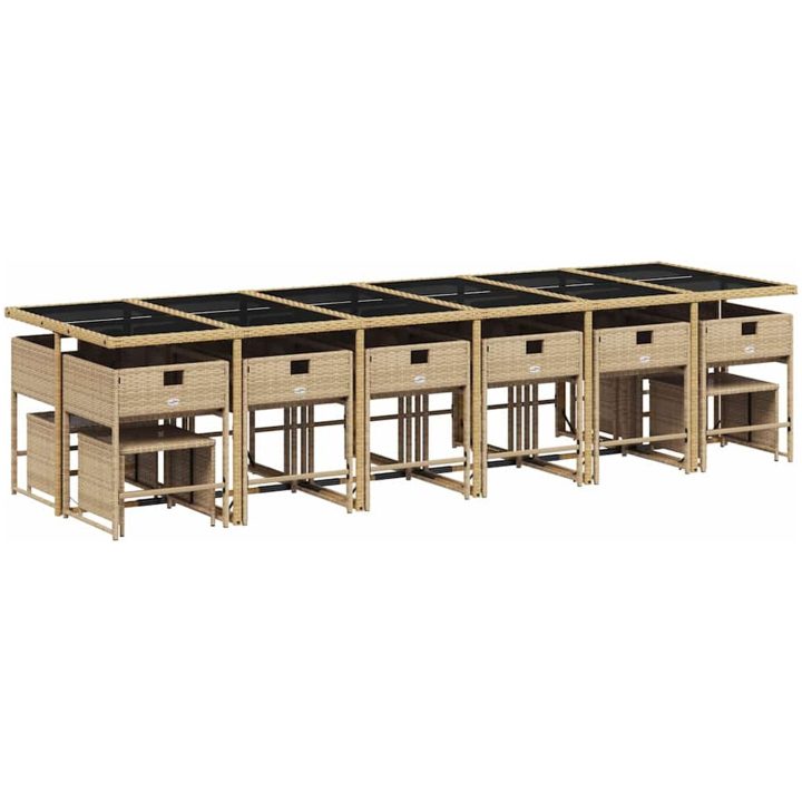 Matgrupp för trädgården med dynor 17 delar beige konstrotting vidaXL – bild 5