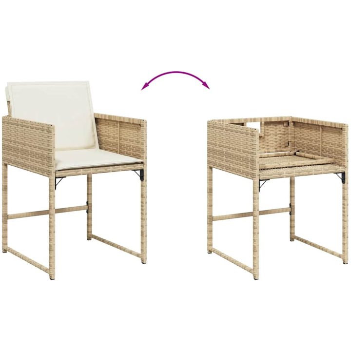Matgrupp för trädgården med dynor 17 delar beige konstrotting vidaXL – bild 10