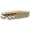 Matgrupp för trädgården med dynor 17 delar konstrotting beige vidaXL – miniatyr 2