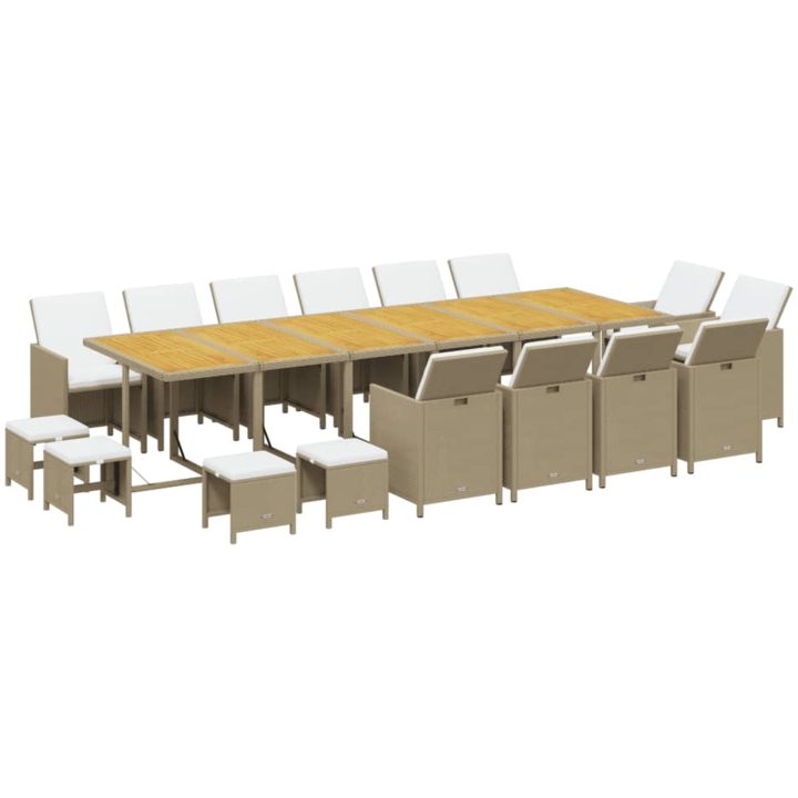 Matgrupp för trädgården med dynor 17 delar konstrotting beige vidaXL – bild 3