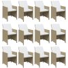 Matgrupp för trädgården med dynor 17 delar konstrotting beige vidaXL – miniatyr 4