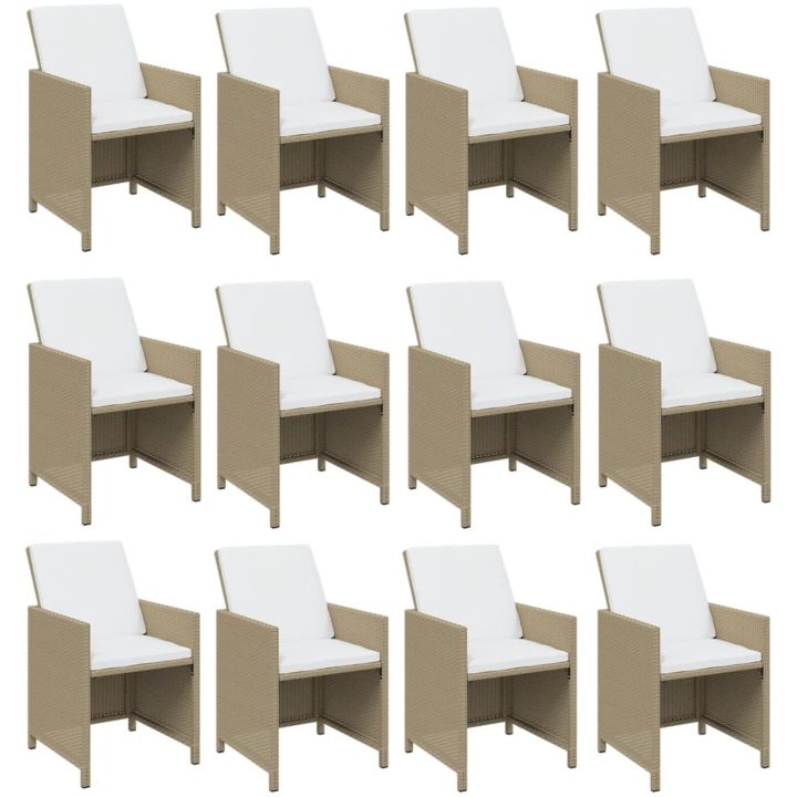 Matgrupp för trädgården med dynor 17 delar konstrotting beige vidaXL – bild 4