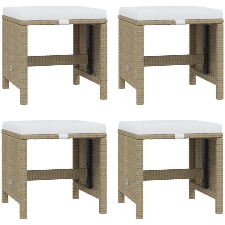 Matgrupp för trädgården med dynor 17 delar konstrotting beige vidaXL – bild 9