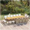 Matgrupp för trädgården med dynor 17 delar konstrotting beige vidaXL – miniatyr 1