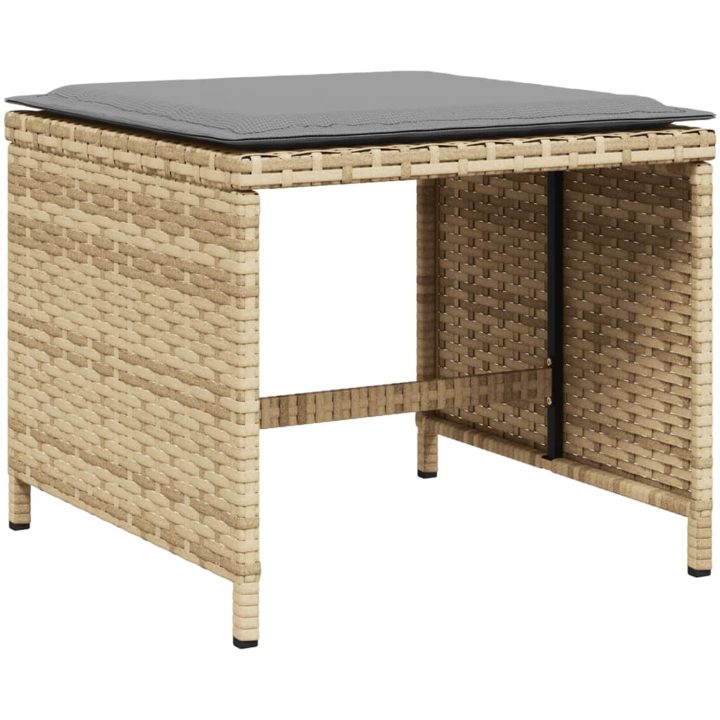 Matgrupp för trädgården med dynor 17delar mixbeige konstrotting vidaXL – bild 4
