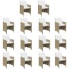 Matgrupp för trädgården med dynor 19 delar konstrotting beige vidaXL – miniatyr 4