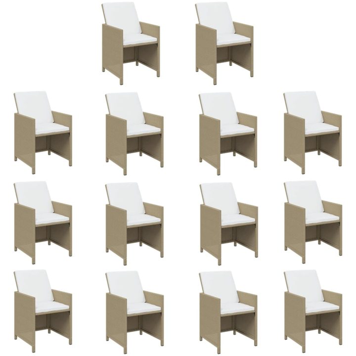 Matgrupp för trädgården med dynor 19 delar konstrotting beige vidaXL – bild 4