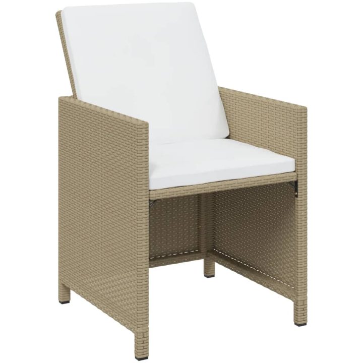 Matgrupp för trädgården med dynor 19 delar konstrotting beige vidaXL – bild 5