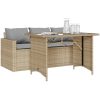 Matgrupp för trädgården med dynor 2 delar beige konstrotting vidaXL – miniatyr 3