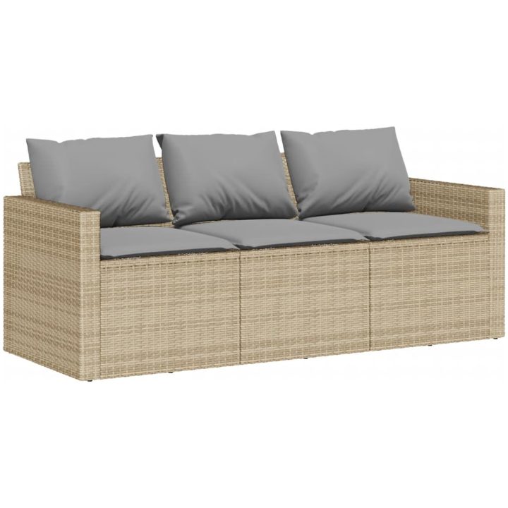 Matgrupp för trädgården med dynor 2 delar beige konstrotting vidaXL – bild 4