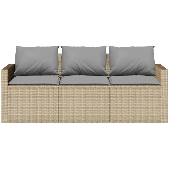 Matgrupp för trädgården med dynor 2 delar beige konstrotting vidaXL – bild 6