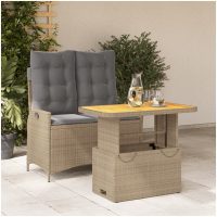 Matgrupp för trädgården med dynor 2 delar beige konstrotting vidaXL