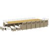 Matgrupp för trädgården med dynor 21 delar konstrotting beige vidaXL – miniatyr 3